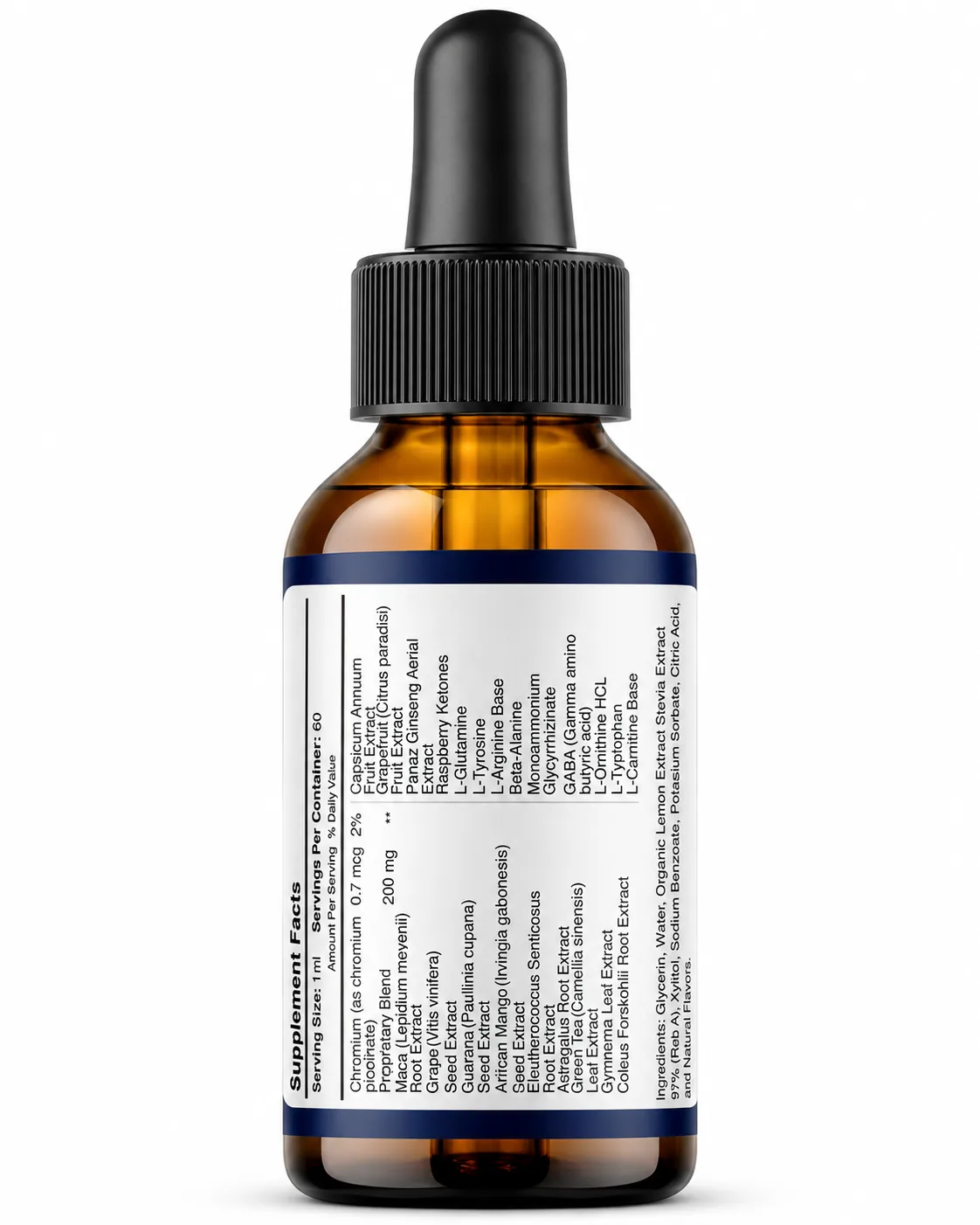 CardioFlush bottle showing the full Supplement Facts label printed on the back
